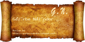 Görbe Nándor névjegykártya